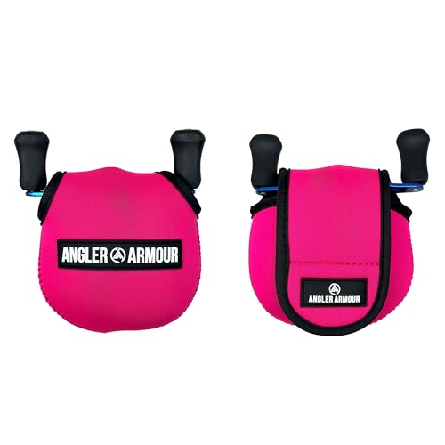 Angler Armour Baitcast Reel Cover | Baitcaster Sleeve | Fishing Reel Pouch | Low Profile Baitcasting Reel Protector | Neoprene Reel Case | 50 100 200 Series Baitcast Covers - color: Neon Pink
