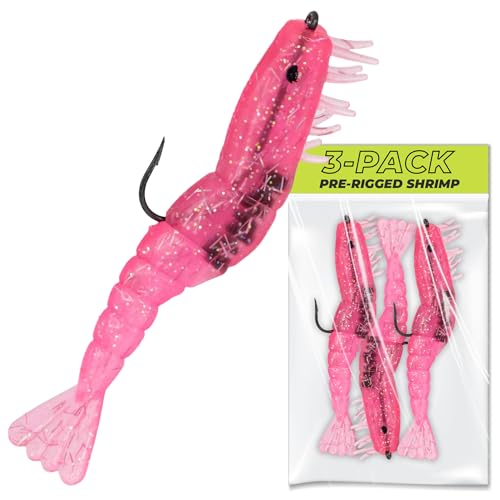 Charlie's Worms Artificial Fishing Bait Charlie's Shrimp Trio Freshwater Saltwater Bass Fishing Lures Scented Soft Bait 3pk - color: Cotton Candy