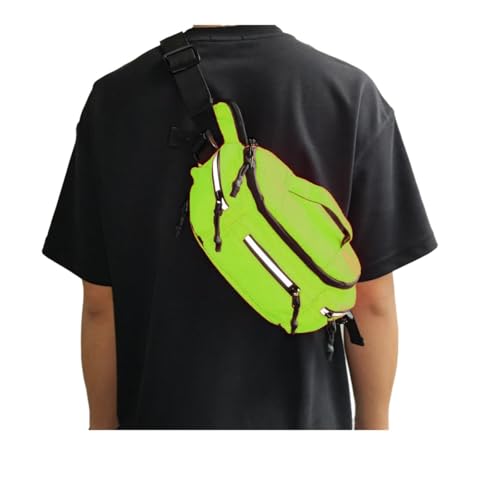 Large Fanny Pack for Men Women with Reflective Stripe, Concealed Casual Waist Bag with Adjustable Belt for Cycling Hiking Fishing Camping Travel (Green) - color: Green