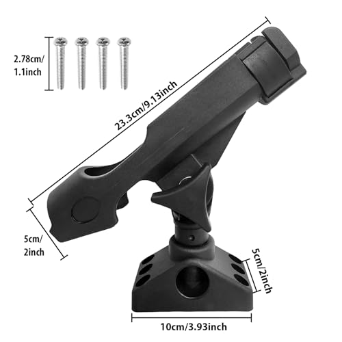 2 Pack Adjustable Fishing Rod Holders for Boat and Kayak, Deck or Side Mount, Reinforced Nylon Material (Black)