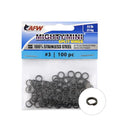 American Fishing Wire Mighty Mini Stainless Steel Split Rings, 3 Times Stronger Than Brass, Superior Holding Power for Fisherman and Outdoorsman - 100pcs in Bright Stainless Steel and Gunmetal Black - size: 100 pc, #3, 55 lb test, style: Gunmetal Black