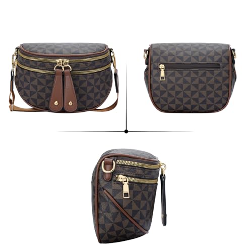 KKXIU Crossbody Sling Bag for Women Trendy Fanny Pack Vegan Leather Chest Bag | Trendy - color: 1-brown