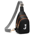 Viverte Crossbody Bags for Women Initial Sling Bag Cross Body Fanny Packs Personalized Gifts for Mom Women Wife - color: Black with Brown, style: J