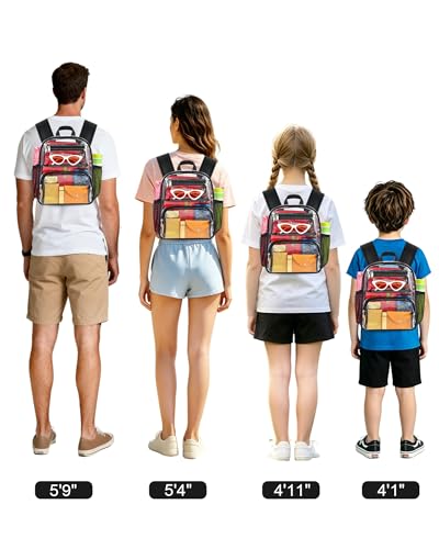 MAY TREE Clear Backpack for Stadium Events, 12x10x6 Inches Stadium Approved | 2 Extra Front Pockets, Clear Bag with Padded Strap for Stadium Events, Transparent Bag for Concert, Festival, Game Day -Black - color: Black-1, style: 2 Front Pocket-1