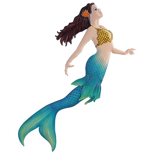 John's Studio Metal Mermaid Sea Wall Decor Outdoor Garden Hanging Art Sculptures Home Ocean Theme Decorations for Kitchen Bathroom and Pool - 14.9Inches - color: Metal Mermaid