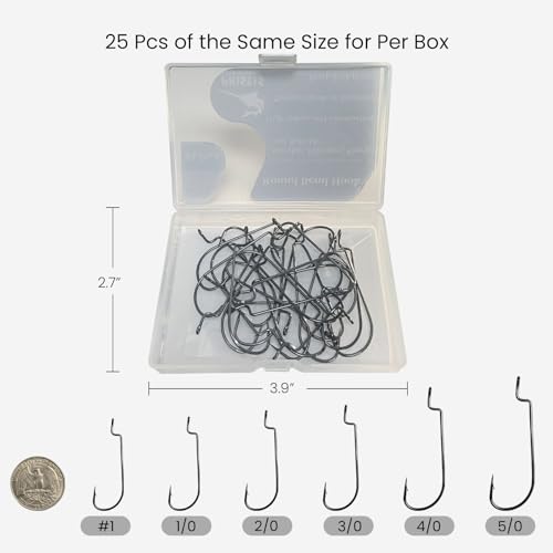 Pristis 25 Pack High Carbon Steel Fishing Hooks, Reinforced EWG Circle Octopus Round Bend 60 Degree Wide Gap Strong Barbed Worm Fish Hook Jig Bait Rig for Saltwater Freshwater Bass Tuna Walleye Trout - color: Round Bend, size: 3/0