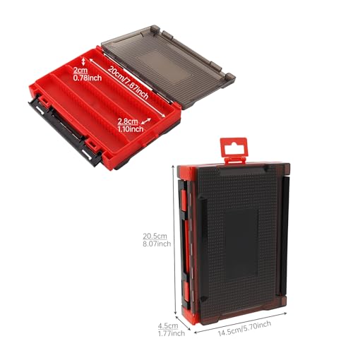 Fishing Accessories Storage Box, Double Sided Tackle Boxes Hook Organizer, Fishing Lure Case for Lure Bait Accessories (Red) - color: Red