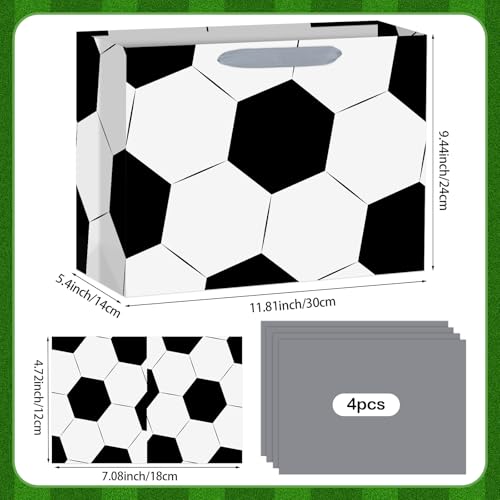 Hooqict Large Soccer Gift Bag Soccer Birthday Gift Wrap Bag with Handles, Tissue Paper, Greeting Cards for Kids Boys Men Sports Themed Goodie Treat Party Favors - color: Soccer