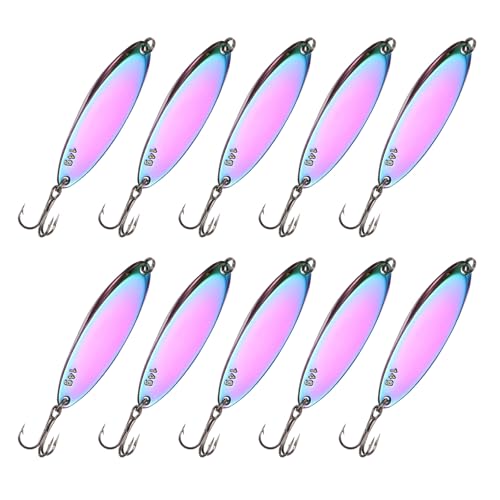 Fishing Spoons Lures, Metal Saltwater Treble Trout Lures Jigging Spoon with Treble Hooks Casting Spinner Baits - color: Colorful, size: 14g / 1/2oz