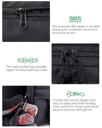 WATERFLY Fanny Pack Waist Packs: Large Crossbody Fanny Packs for Women Men with 5 Zipper Pockets Adjustable Strap Waist Bags Hip Pack for Traveling Cycling Running Hiking - color: Black-01