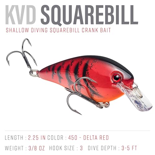 Strike King KVD 1.5 Hard Knock Fishing Lure, 3/8 oz, 3D Lifelike Eyes - color: 450 - Delta Red, size: 1.5-Ounce