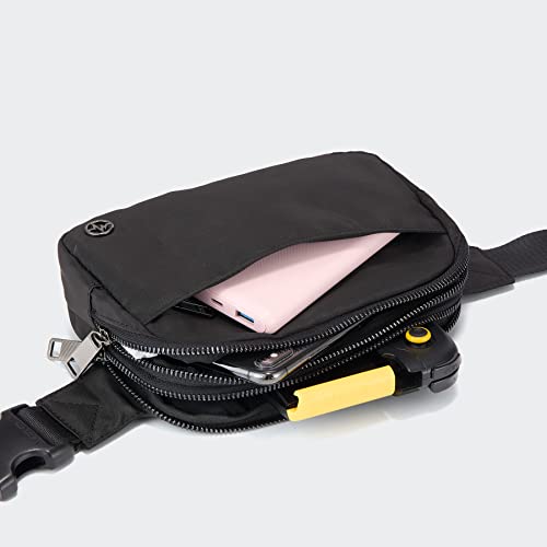 Pander Everywhere Belt Bag for Women, 5 Zipper Pockets Nylon Crossbody Fanny Pack Purse (Black) - color: Black Polyester