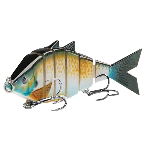 BASSDASH Bone Swimbait Multi Jointed Hard Fishing Lure for Bass Trout Bluegill Pike with Angled Cut Segments - color: Orange Bluegill