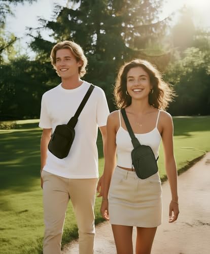 CHOLISS Small Sling Bag for Women and Men, Crossbody Bags Trendy Fanny Packs Chest Bag with Extended Strap - color: A03 Green