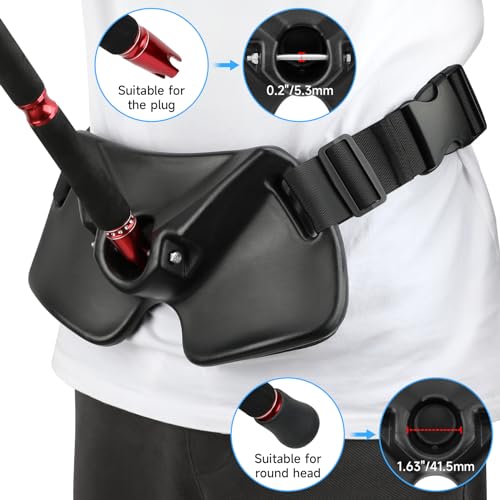 SANLIKE Fishing Belt Rod Holder Adjustable Fishing Fighting Waist Belt with EVA Padded Great Plastic Material Fighting Belt - color: Black