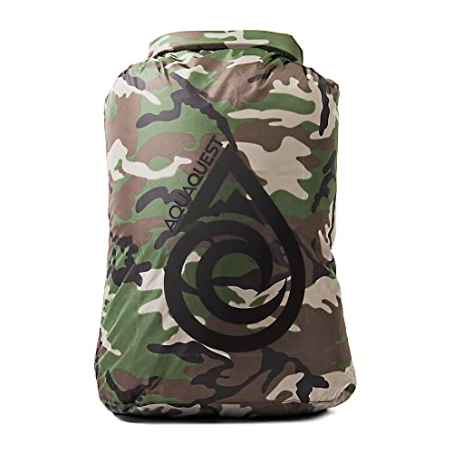 AquaQuest Rogue Dry Bag – 20L Woodland Camo – 100% Waterproof Roll Top – Travel Waterproof Bag - color: Woodland Camo, size: 20 L