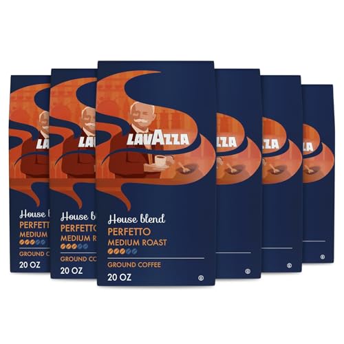 Lavazza House Blend Perfetto Ground Coffee 6 Bags of 20oz, Medium Roast, Full-bodied, Intensity 3/5, 100% Arabica, Ideal for Drip Brewers, (Pack of 6) - Package May Vary - size: 20 Ounce (Pack of 6)