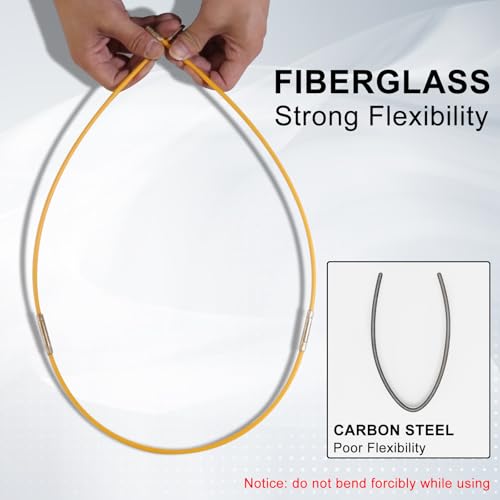 50FT Fiberglass Running Electrical Wire Cable Pulling Fish Tape kit in a Carrying Case Through Wall Cable Snake Rods Electrical Tools Kit with different attachments - size: 50FT-36 Rods