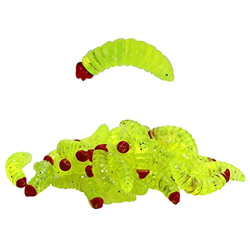 50PCs 2.4cm Maggot Soft Baits, Fresh Water Fishing Bait, Soft Fishing Lures, Bass Fishing Worms, for Lake Fishing Freshwater Saltwater Lake Ice Sea Fishing, Mackerel, Mullet - color: 4Color
