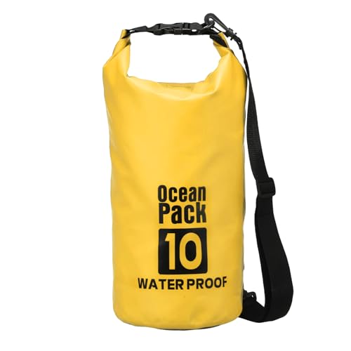 Waterproof Dry Bag, 10L Fit for Women Men Water Proof Bags Lightweight Dry Storage Floating Backpack with Whistle for Travel Backpacking Boating Kayaking Camping (Yellow) - color: Yellow, size: 10L