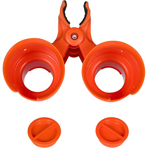 ROBOCUP, (Orange), Patented Clamp On Boat Cup Holder |Multifunction Dual Drink Caddy for Fishing Poles, Tools, Net, Gaff |Portable Storage for Boating, Beach, Umbrellas, Golf Carts, Strollers - color: Orange, size: Standard Spring