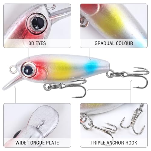 Fishing Lures Large Hard Bait Minnow VIB Lure with Treble Hook Life-Like Swimbait Fishing Bait Popper Crankbait Vibe Sinking Lure for Bass Trout Walleye Redfish - color: 10pcs 4.5cm/3.2g