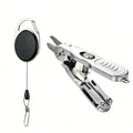 SHIAWASENA Portable Fishing Line Cutter with Retractors, Hook Eye Cleaner and Knot Tying Tool, Stainless Steel Braided Line Scissors Clippers for Mono, Fluoro Lines