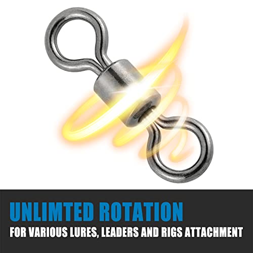 Dr.Fish Barrel Fishing Swivels, Available from #12-#12/0, Stainless Swivels Fishing Tackle Saltwater, Freshwater, Leader/Line/Lure Connector - size: #1/0(0.83")-132LB-40 Pack