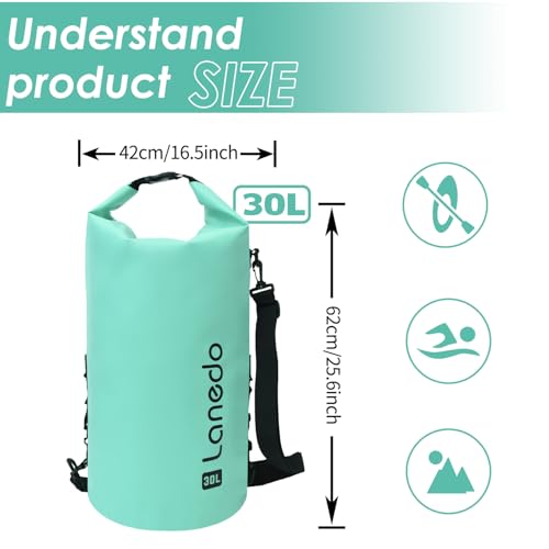 20L/30L Dry Bag Large Waterproof Bag Roll-Top Heavy Duty Fishing Duffel Bag with Durable Straps for Kayaking Paddle boarding Boating Rafting Fishing - color: Lake blue, size: 30L