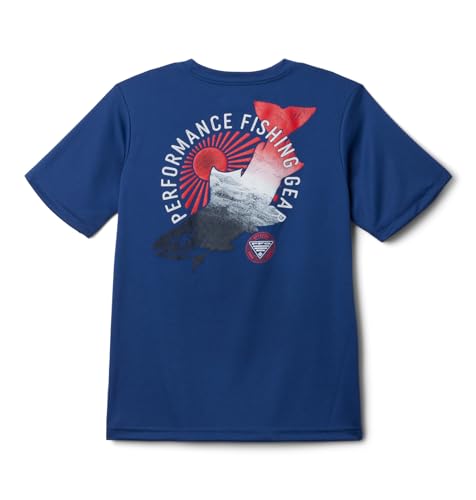 Columbia Boys Terminal Tackle PFG Tarpon Print Short Sleeve - color: Carbon/Pfg Y Trout Print Gfg, size: Medium