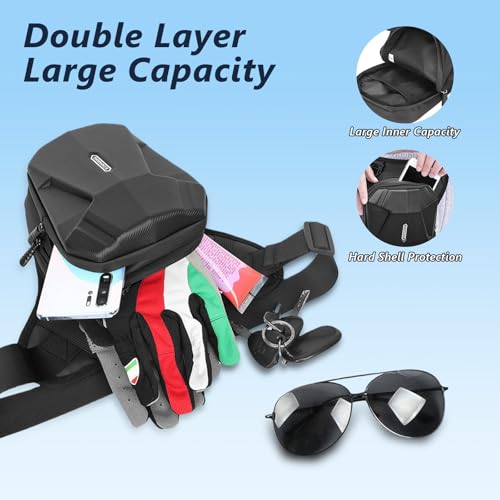flintronic Motorcycle Leg Bag, Thigh Bag, Motorcycle Cycling Drop Leg Bag, with Headphone Jack, Waterproof Multi-Function Leg Fanny Pack for Men Women Cycling Running Traveling and Fishing - color: Black-B
