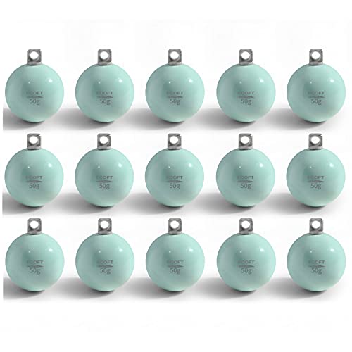 Lead Free Fishing Weights Sinkers 20g-200g Coated Egg Sinkers Cannonball Weights Assorted Sizes Bag and Fishing Weights Assortment Box Non-Lead Fishing Weights Saltwater Freshwater - style: 50g(1.76oz)-15pcs