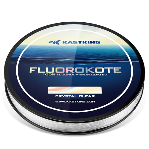 KastKing Fluorokote 100% Fluorocarbon Coated Fishing Line, Fluorocarbon Leader, Extreme Clarity,Fast Sinking,Shock Resistant, High Abrasion Resistance - size: 15LB(150Yard)