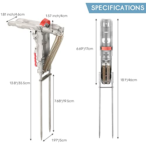 Automatic Spring Fishing Rod Holder 2 Pack with 2 Spring | Upgrade Stainless Steel Rod Stand High Sensitivity Spring Loaded Fishing Rod Holder Loaded Tip-up Action