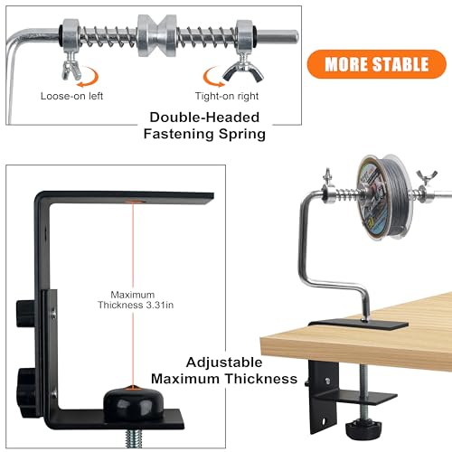 Fishing Line Spooler with Clamp Adjustable Stable Reel Spooler Machine | Portable Fishing Line Winder Spooler Fishing Accessories for Spinning Casting Reels, No line Twist Spooling Station System