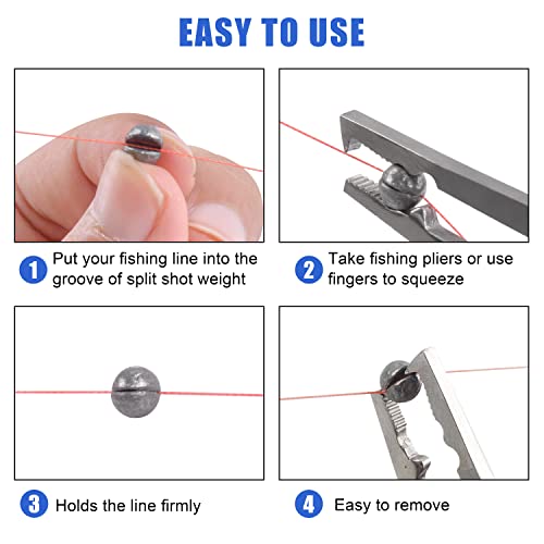 Split Shot Fishing Weights Kit, 4.23oz/Box Round Split Shot Fishing Sinkers Removable Small Fishing Egg Weights Fishing Gear Tackle 7 Sizes - color: 120g Blue Box Kit (5 sizes)