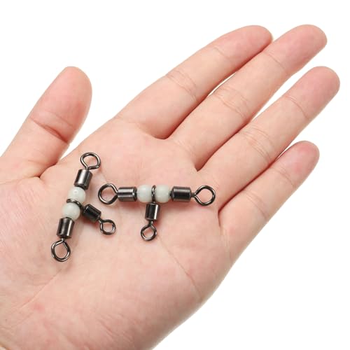 PATIKIL 3 Way Swivel Cross Line T Turn Rolling Tackle with Luminous Beads for Catfish Surf Rig - size: 1.6x0.8 Inch
