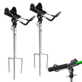 Fishing Rod Holders, Fishing Pole Holders for Ground, Multifunctional Stainless Steel Beach Fishing Rod Holder Fishing Gifts for Men(2 Pack ) - color: Black
