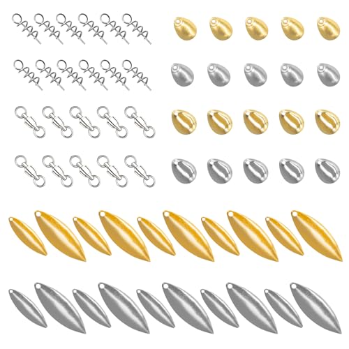 30Pcs Fishing Spoon Spinner Blades Bulk Set for Fishing Lures, Silver and Gold Deep Cup Spoons Easy Spin Spinner Bait Walleye Rig Making Kit for Freshwater Saltwater Fishing Tackle