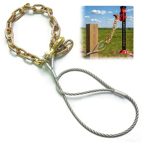 Fence Post Remover Tool with Galvanized Cable & Chain - Works with Jack/Lever, Effortlessly Extract 4x4 Fence Poles(Even Broken) for Residential/Agricultural Fence Repair