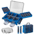 THKFISH Waterproof Double Side Tackle Box, Portable Storage Box with 2 Pack 3500 Stowaway Boxes & Rod Holders, Fishing Lure Organizer YellowPink/Green/Blue/Grey (L-Blue) - color: L-Blue