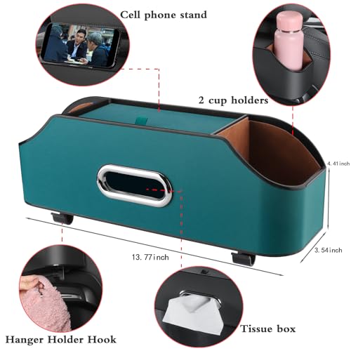 Car Seat Back Organizer - Stylish & Functional Storage for Family Adventures - Cup Holders, Tissue Box & Hooks - Perfect for Kids, Road Trips & Travel (Navy Blue) - color: Navy Blue