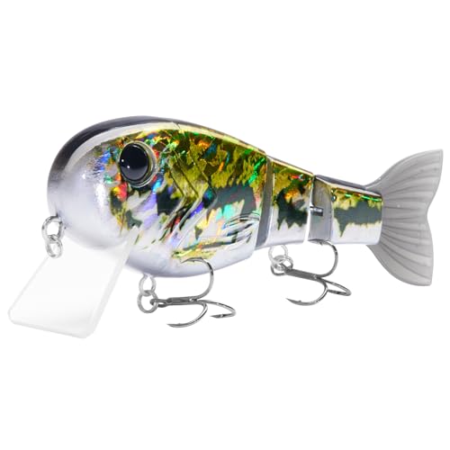 BASSROCK Topwater Fishing Lures for Bass Pike Salmon Floating Swimbait Jointed Crankbait Freshwater Saltwater 4.9in/1.76oz RK1001 - color: Baby Bass, size: 4.9in/1.76oz