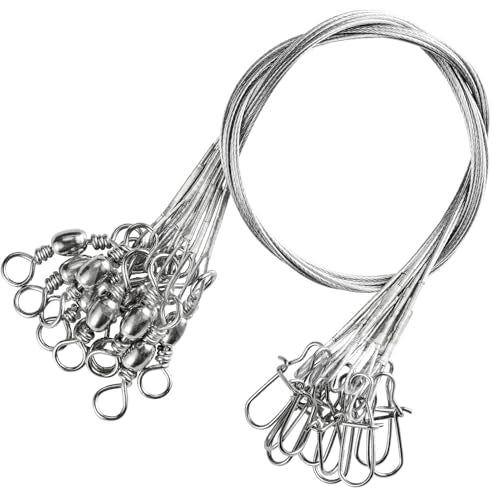 QISHUO Rigs Stainless Fishing Leader Steel High Strength Fishing Leader Saltwater Fishing Freshwater Wire Leaders Lures White Nickel - size: Size #3 (9.8in-40lb) 30pcs