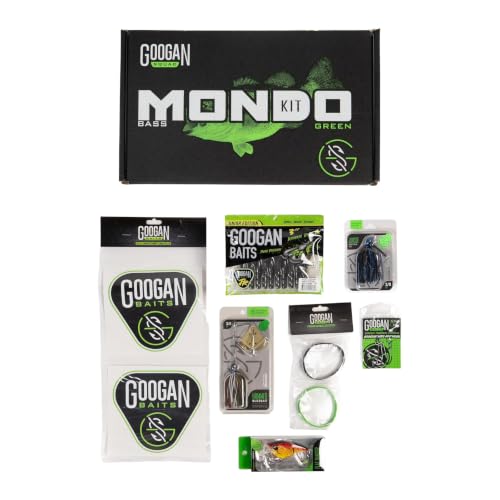 Googan Squad Mondo Kit Bass Fishing Lure Sets for Largemouth & Smallmouth Bass – Includes Premium Tackle & Mystery Box Essentials - color: Green Series