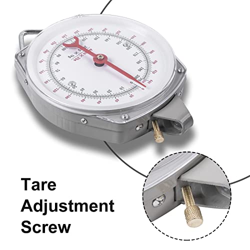 Mechanical Hanging Scales 440lb/200kg, High Accuracy Large Display Spring Dial Weight Scale Big Game Scale for Kitchen Fishing Hunting Farms - color: A:440 pounds/200kg-Gray