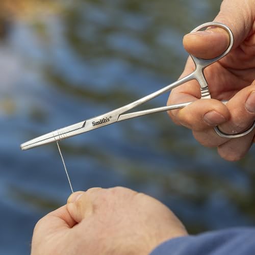Smith’s 51393 6.5” Fly Fishing Forceps | Stainless Steel Material | Large Finger Loops | Three Locking Positions | Serrated Jaws | Fly Fishing Forceps | Hook Remover