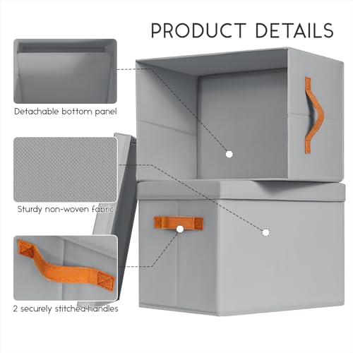 Homsorout Storage Bins with Lids - Large Fabric Closet Bins with Lid, 6 Pack Clothes Organizers and Storage, Collapsible Stackable Cube Basket for Home, Office, Dorm, Grey - color: Grey, size: XL(6-Pack)