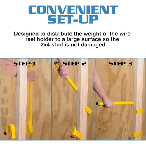 Angel Guard Spool Tools Stud Winder - The Easy to Install, Portable, All Steel Spool Holder Wire Dispenser for Fast Load Dispensing of Wire Reels, Coils, Cables, & More - Holds Up To 100 Pounds