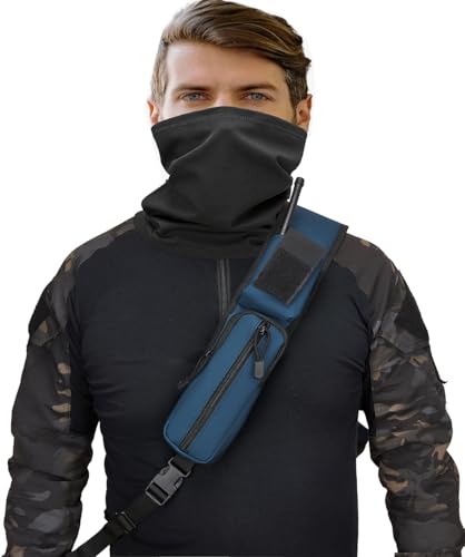 Tactical Sling Crossbody Bag Holster Shoulder Backpack 15L Water Bottle Holder Radio Pouch 6 Elastic Slots for Men Women Hiking Hunting Shooting - color: Navy Blue